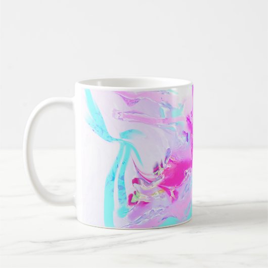 Mug Abstrait rose et bleu ondulé (Gauche)