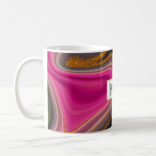 Mug Abstrait rose et noir avec perruques d'or (Gauche)