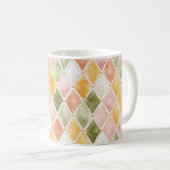 Mug Abstrait Rose Pêche Orange Vert Jaune Rose Tendue (Devant droit)