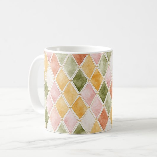 Mug Abstrait Rose Pêche Orange Vert Jaune Rose Tendue (Devant gauche)