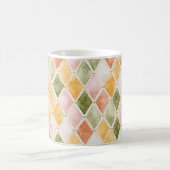 Mug Abstrait Rose Pêche Orange Vert Jaune Rose Tendue (Centre)