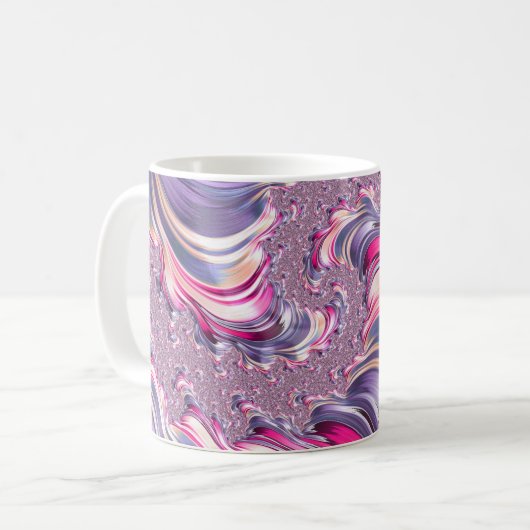Mug Abstrait rose pourpre spirale fractale (Devant gauche)