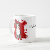 Mug Abstrait rouge de chien de Boston Terrier (Devant gauche)