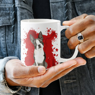 Mug Abstrait rouge de chien de Boston Terrier