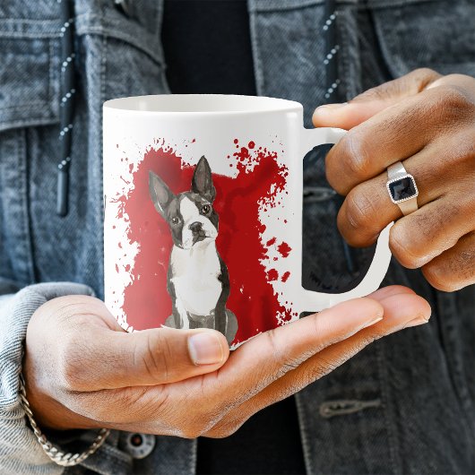Mug Abstrait rouge de chien de Boston Terrier