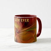 Mug Abstrait Rouge Orange Brown Fleur verte Meilleure (Devant droit)