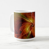 Mug Abstrait Rouge Orange Brown Vert Fractal Art Flowe (Devant gauche)