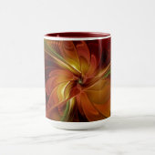 Mug Abstrait Rouge Orange Brown Vert Fractal Art Flowe (Centre)
