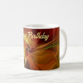 Mug Abstrait Rouge Orange Brown Vert Fractal Art Flowe (Devant droit)
