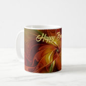 Mug Abstrait Rouge Orange Brown Vert Fractal Art Flowe (Devant gauche)