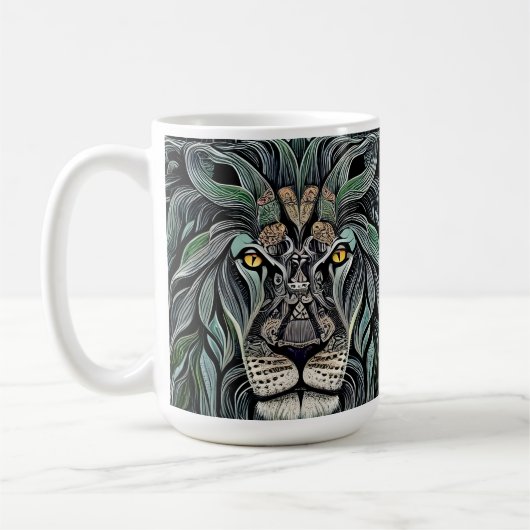 Mug Abstrait Shabby Chic King Lion (Gauche)