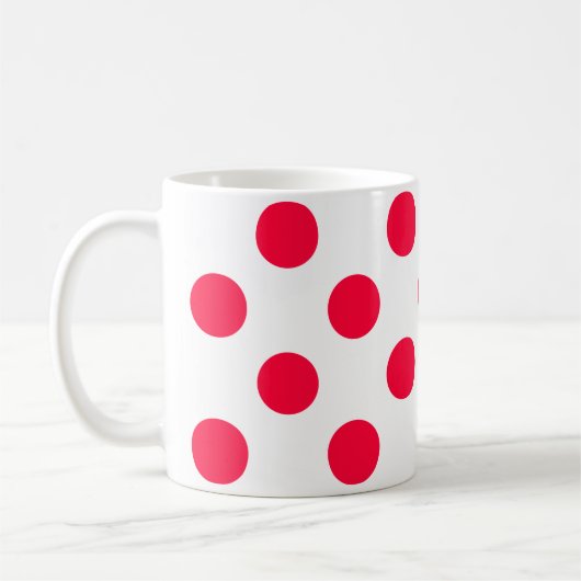 Mug Abstrait simple élégant rouge pois blancs cercle (Gauche)