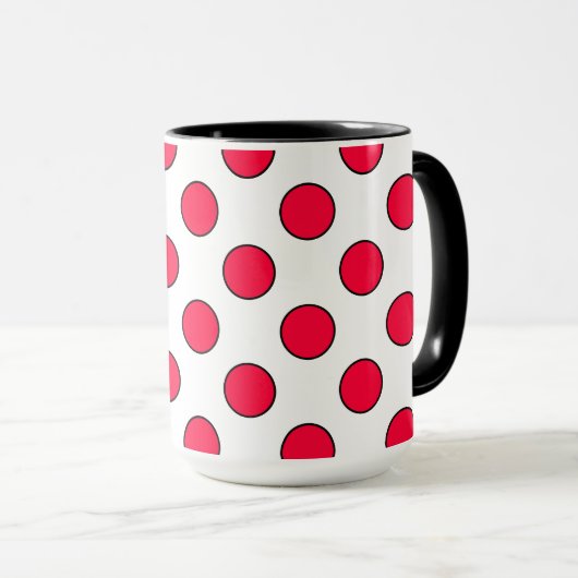 Mug Abstrait simple style rouge blanc pois circl (Devant droit)