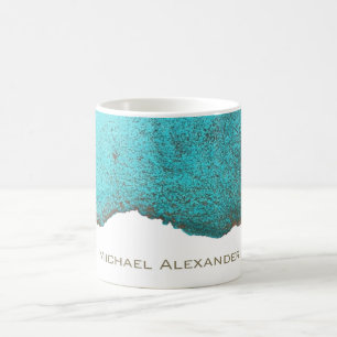 Mug Abstrait sophistiqué Personnalisé Turquoise Encre