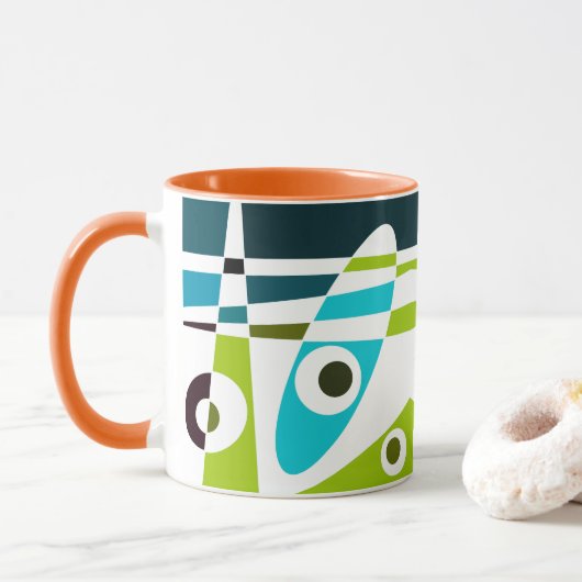 Mug Abstrait Surf Olive Blue Turquoise Planner (Avec donut)