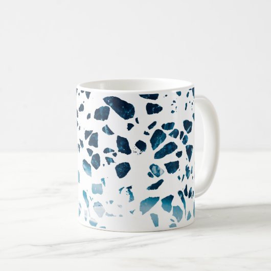Mug Abstrait Terrazzo Mosaic Marine et Motif bleu clai (Devant droit)