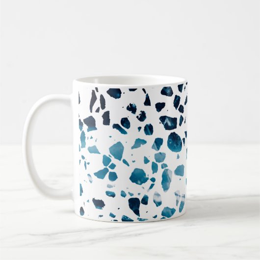Mug Abstrait Terrazzo Mosaic Marine et Motif bleu clai (Gauche)