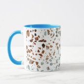 Mug Abstrait Terrazzo Mosaic rouille Brown & Motif ble (Gauche)
