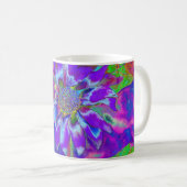 Mug Abstrait tournesol à fleurs bleu violet rétro funk (Devant droit)