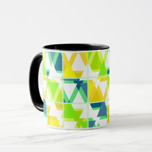 Mug Abstrait vert jaune, géométrique, géométrique, jau