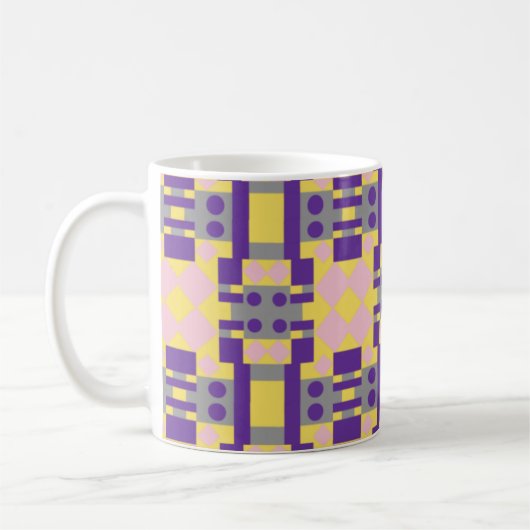 Mug Abstrait violet et Motif pastel avec géométrie (Gauche)