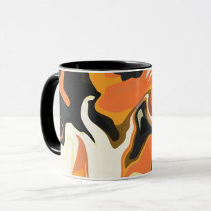 Mug Abstrait wirl en orange, noir et blanc