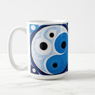 Mug Abstrait Yin Yang : Moderniste Bleu & Blanc