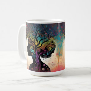 Mug Abstraite Dame Mère Nature Arbres Et Fleurs,