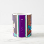 Mug Abstraite fille et oiseau pourpre et Turquoise Per (Centre)