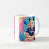 Mug Abstraite mère de chien en bleu rose (Devant droit)