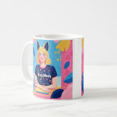 Mug Abstraite mère de chien en bleu rose (Devant gauche)