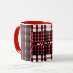 Mug Abstraite Rouge Noir Plaid Collection moderne