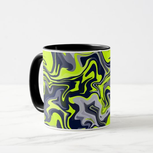 Mug Abstraite vague de vert, gris et noir (Devant gauche)
