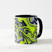 Mug Abstraite vague de vert, gris et noir (Devant droit)