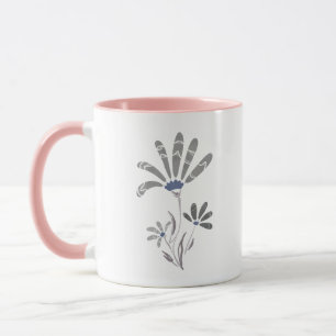 Mug Abstraites Fleurs psychédéliques en niveaux de gri