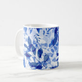 Mug Abstraits Feuilles bleu et blanc (Devant gauche)