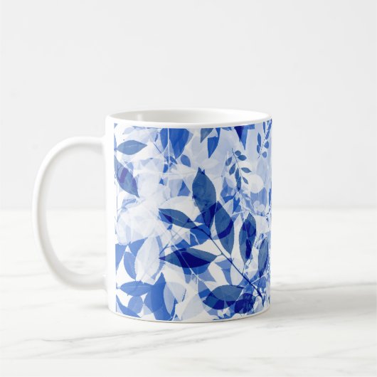 Mug Abstraits Feuilles bleu et blanc (Gauche)