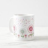 Mug abstraits points de fleurs de pandelion colorés (Devant gauche)