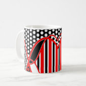 Mug Abstraits rayures et points en noir rouge blanc - (Devant gauche)