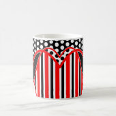 Mug Abstraits rayures et points en noir rouge blanc - (Centre)