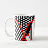 Mug Abstraits rayures et points en noir rouge blanc - (Gauche)