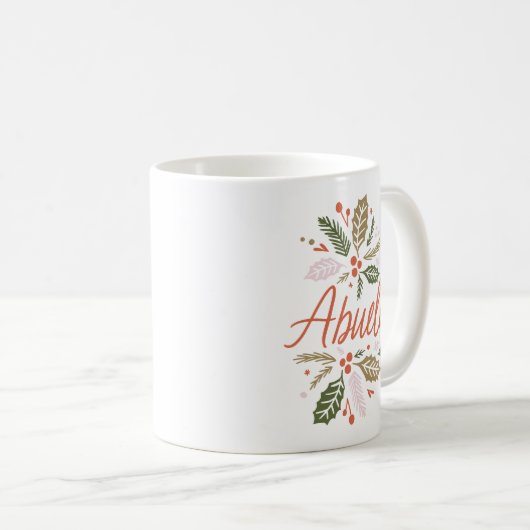 Mug Abuela Bright Holly Christmas Red Script (Devant droit)
