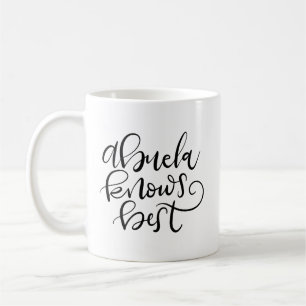Mug Abuela (grand-mère) sait mieux, écrit à la main