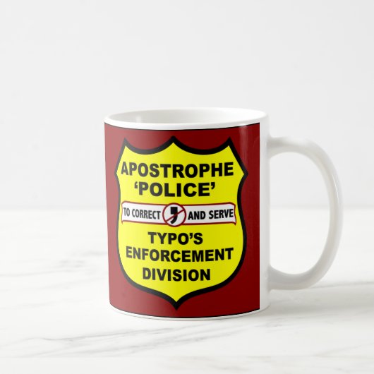Mug Abus d'apostrophe de police de grammaire (Droite)