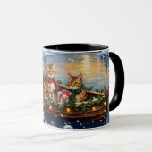 Mug Abyssinian Cat Christmas Boat Holiday (Devant droit)