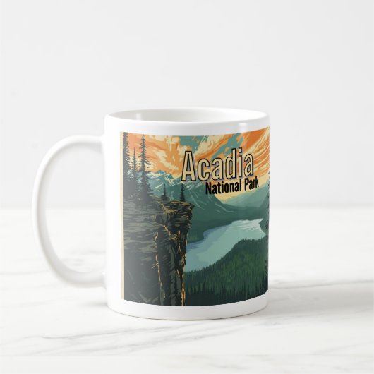 Mug Acadia National Park Illustration Retro (Gauche)
