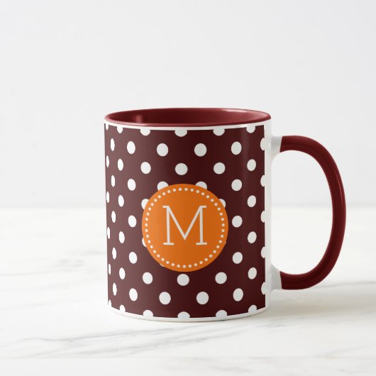 Mug Accents d'orange Polka blanc et Brown (Droite)