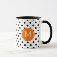 Accents Orange Polka Noir Et Blanc