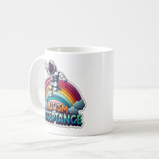 Mug Acceptation de l'autisme Astronaut arc-en-ciel (Devant gauche)