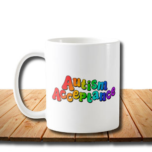 Mug Acceptation de l'autisme Typographie arc-en-ciel